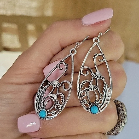Wild Mushroom & Fern Drop Earrings - Picture 1 of 6